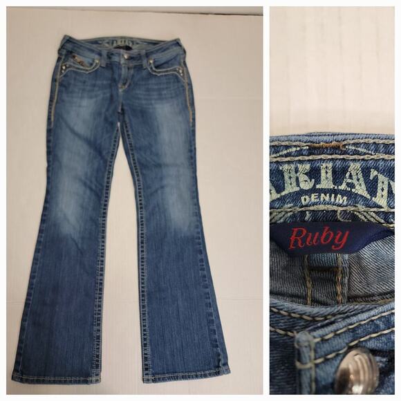 ARIAT Ruby Jeans Womens 28R Blue Bootcut USA Flap Pockets Western Denim - Picture 1 of 10